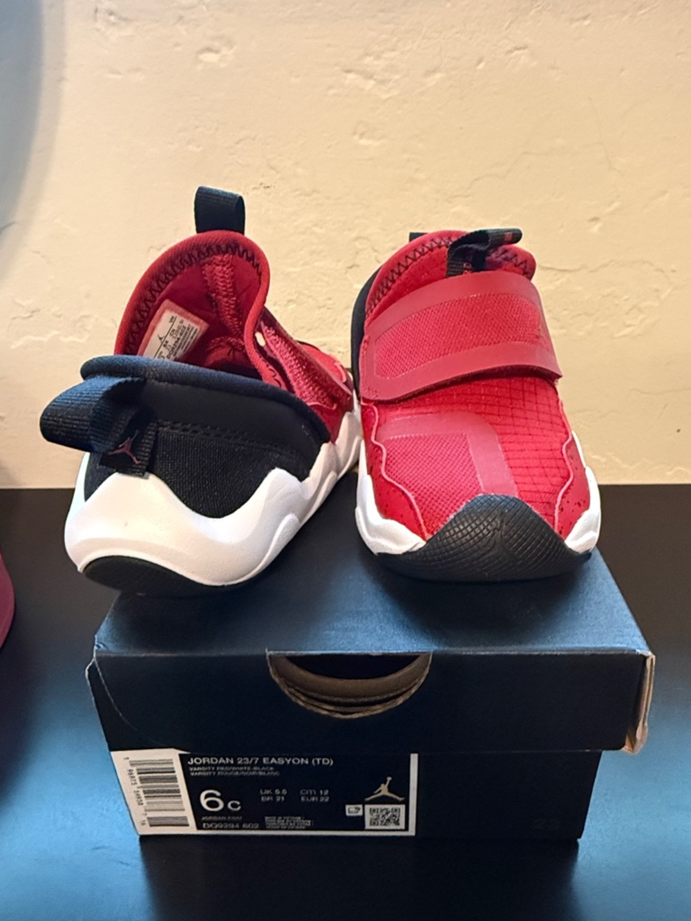 Jordan Kids Red and Black Slip-On Sneakers